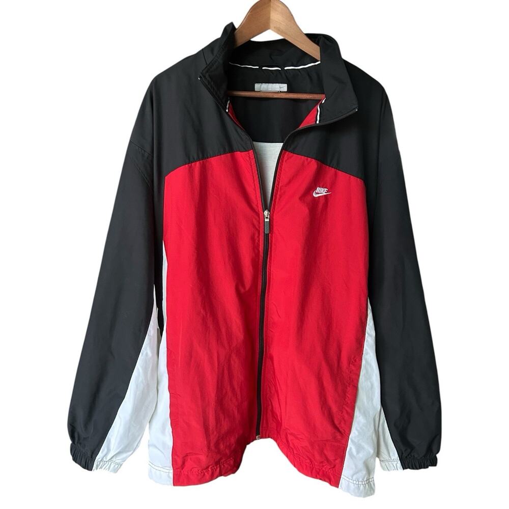 Vintage Y2K Nike Athletics Windbreaker Mens XXL Red Black White Colorblock 2000s